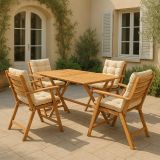 Set salotto esterno 4 posti e 1 tavolo crema - Sangano