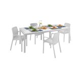 Set salotto esterno 4 sedie e tavolo allungabile bianco - Arret