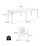 Set salotto esterno 4 sedie e tavolo allungabile bianco - Arret