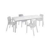 Set salotto esterno 4 sedie e tavolo allungabile bianco - Arret