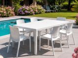 Set salotto esterno 4 sedie e tavolo allungabile bianco - Arret
