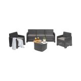 Set salotto esterno 5 posti e 1 tavolo effetto rattan antracite - Akay