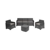 Set salotto esterno 5 posti e 1 tavolo effetto rattan antracite - Akay