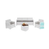 Set salotto esterno poltrone e divano 5 posti bianco - Akay