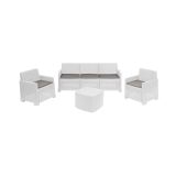 Set salotto esterno poltrone e divano 5 posti bianco - Akay