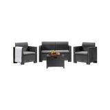 Set salotto esterno poltrone e divano con tavolino contenitore antracite - Gazania