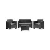 Set salotto esterno poltrone e divano con tavolino contenitore antracite - Gazania