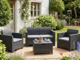 Set salotto esterno poltrone e divano con tavolino contenitore antracite - Gazania