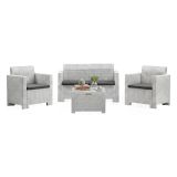 Set salotto esterno poltrone e divano con tavolino contenitore bianco - Gazania