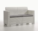 Set salotto esterno poltrone e divano con tavolino contenitore bianco - Gazania
