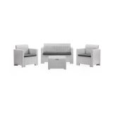 Set salotto esterno poltrone e divano con tavolino contenitore bianco - Gazania