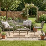 Set salotto esterno poltrone e divano effetto rattan tortora - Palu