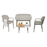 Set salotto esterno poltrone e divano effetto rattan tortora - Palu
