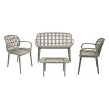 Set salotto esterno poltrone e divano effetto rattan tortora - Palu