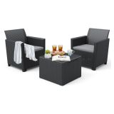 Set salotto giardino 2 posti e 1 tavolo antracite - Barrie