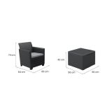 Set salotto giardino 2 posti e 1 tavolo antracite - Barrie