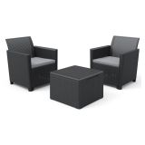 Set salotto giardino 2 posti e 1 tavolo antracite - Barrie