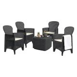 Set salotto giardino 4 posti e 1 tavolo effetto rattan antracite - Sulzano