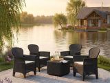 Set salotto giardino 4 posti e 1 tavolo effetto rattan antracite - Sulzano