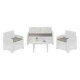 Set salotto giardino 4 posti e 1 tavolo effetto rattan bianco - Atrito