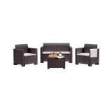 Set salotto giardino 4 posti e 1 tavolo effetto rattan marrone - Gazania