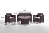 Set salotto giardino 4 posti e 1 tavolo effetto rattan marrone - Gazania