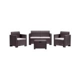Set salotto giardino 4 posti e 1 tavolo effetto rattan marrone - Gazania