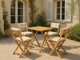 Set salotto giardino 4 sedie pieghevoli crema - Fanano