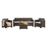 Set salotto giardino 5 posti e 1 tavolo effetto rattan tortora - Admiral