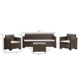 Set salotto giardino 5 posti e 1 tavolo effetto rattan tortora - Admiral