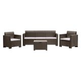Set salotto giardino 5 posti e 1 tavolo effetto rattan tortora - Admiral