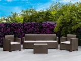 Set salotto giardino 5 posti e 1 tavolo effetto rattan tortora - Admiral