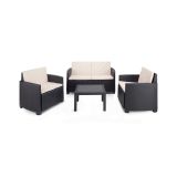 Set salotto giardino impermeabile effetto rattan antracite - Arabesk