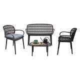 Set salotto giardino minimal 2 poltrone e 1 panchina antracite - Jurij