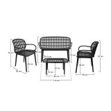 Set salotto giardino minimal 2 poltrone e 1 panchina antracite - Jurij