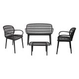 Set salotto giardino minimal 2 poltrone e 1 panchina antracite - Jurij