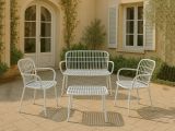 Set salotto giardino minimal 2 poltrone e 1 panchina bianco - Jurij