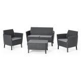 Set salotto giardino poltrone e divano con tavolino contenitore antracite - Whitby
