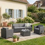 Set salotto giardino poltrone e divano effetto rattan antracite - Cameri