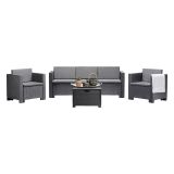 Set salotto giardino poltrone e divano effetto rattan antracite - Cameri