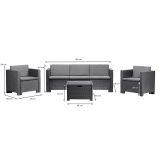 Set salotto giardino poltrone e divano effetto rattan antracite - Cameri
