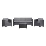Set salotto giardino poltrone e divano effetto rattan antracite - Cameri