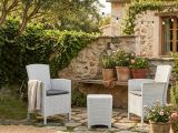 Set salotto giardino poltrone effetto rattan bianco - Armin