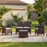 Set salotto giardino poltrone effetto rattan marrone - Asiak
