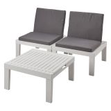 Set salotto piscina poltrone effetto doghe bianco - Aixela
