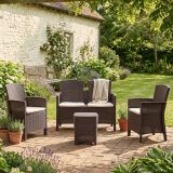 Set salotto terrazza 2 poltrone e 1 divano effetto rattan marrone - Eustachia