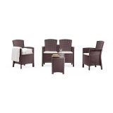 Set salotto terrazza 2 poltrone e 1 divano effetto rattan marrone - Eustachia