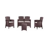Set salotto terrazza 2 poltrone e 1 divano effetto rattan marrone - Eustachia