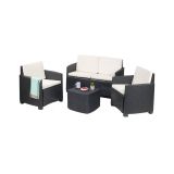 Set salotto terrazza con tavolino contenitore antracite - Bacco