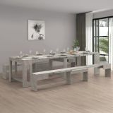 Set tavolo cucina estensibile e 2 panche estensibili grigio 12 posti - Auditore